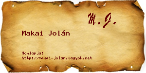Makai Jolán névjegykártya